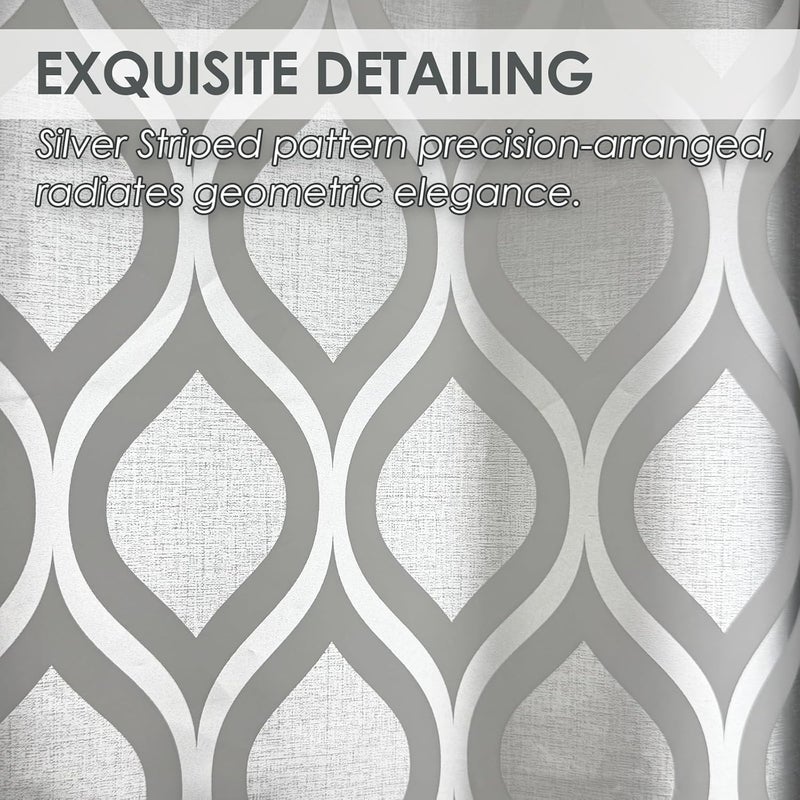 TRIMENGO Plastic Shower Curtain Liner, Silver Striped Pattern, Waterproof Printed PEVA Shower Curtain with Design, Rustproof Grommets, Standard Size 70x72 Bathtub Curtain for Bathroom (Pack of 1) - Image 4